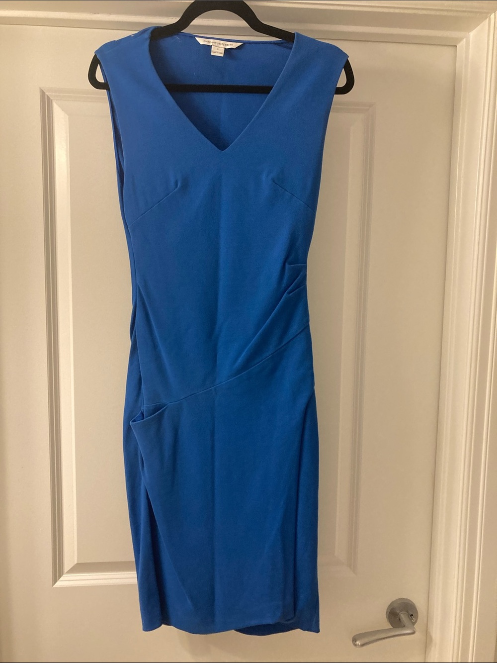 Diane Von Furstenberg Cobalt Blue V-Neck Midi Dress